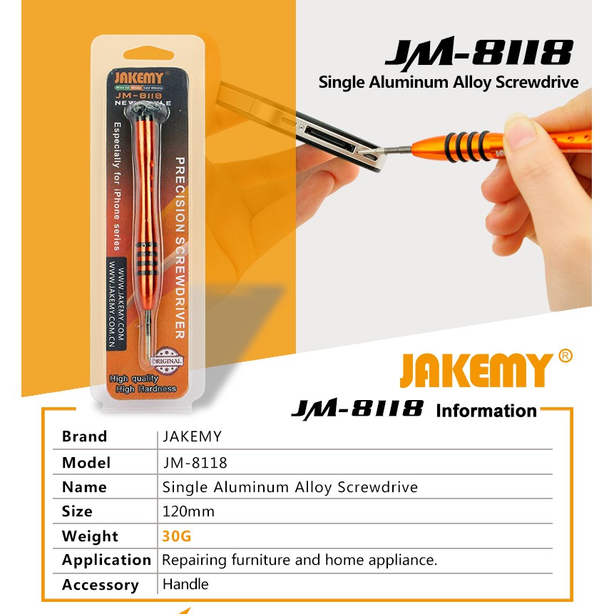 Jakemy JM-8118 SINGLE ALUMINUM ALLOY SCREWDRIBVE  Star 0.8