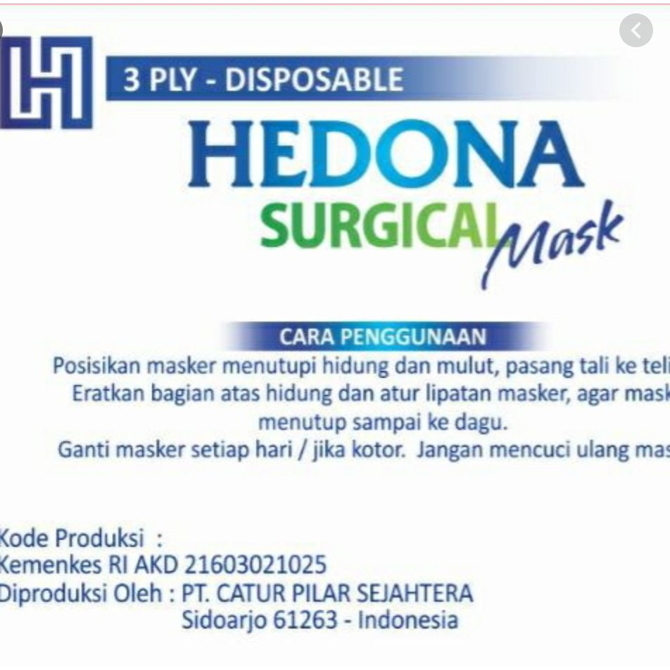 Masker Hedona isi 50 Pcs