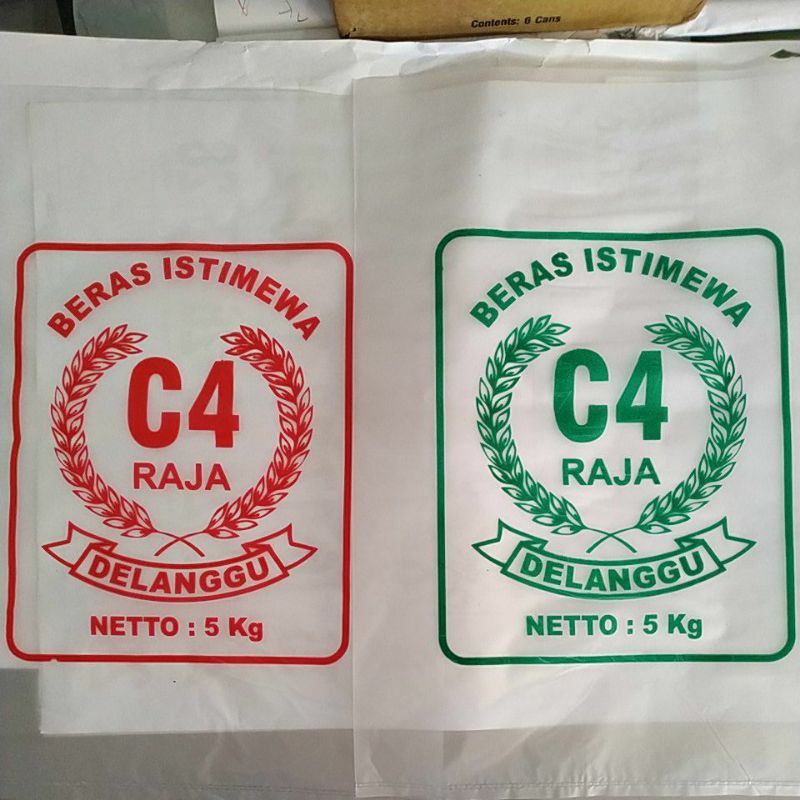 

plastik beras c4 raja 5kg (isi 100lbr) merah hijau biru