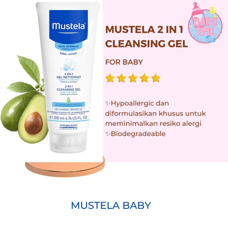 Mustela Bebe 2 in 1 Cleansing Gel Hair and Body Wash 200ml