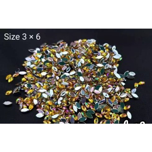 BEST SELLER!! GEMS RUNCING KILAU AB 3x6 mm / BAHAN NAIL ART / HIASAN HENNA / HIASAN TASBIH DIGITAL