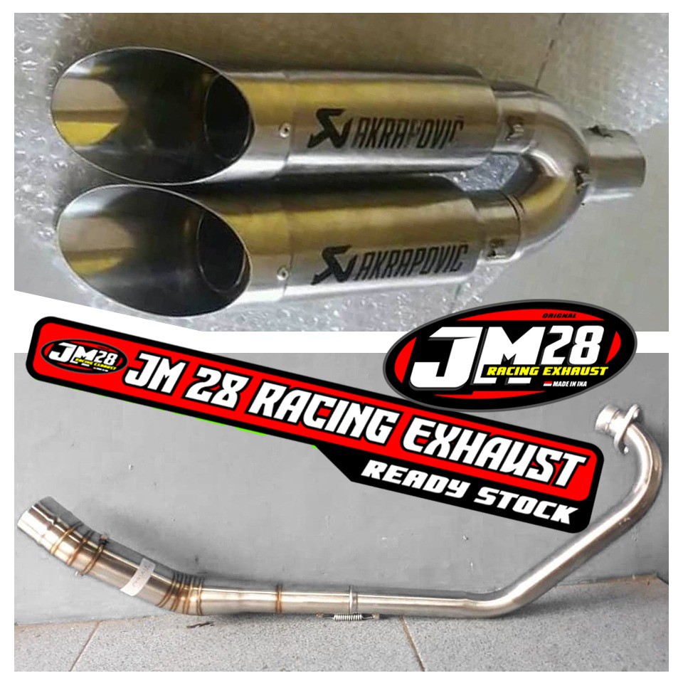 KNALPOT RACING CABANG 2 AKRAPOVIC GSX150 CBR150 CB150 VIXION BYSON MEGAPRO TIGER VERZA XABRE
