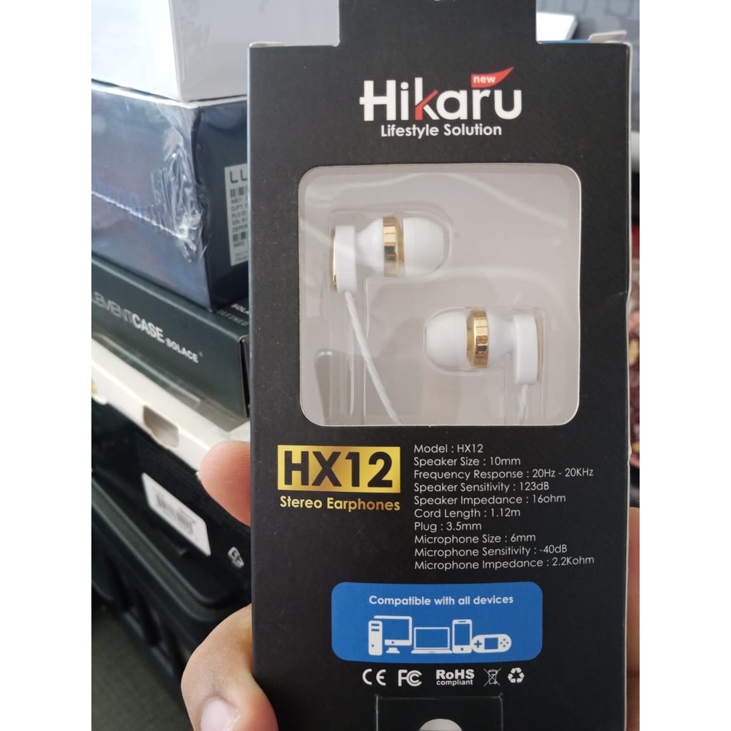 HEADPHONE HEADSET EARPHONE HIKARU ELEGANT HX12 6D STEREO BASS MURAH