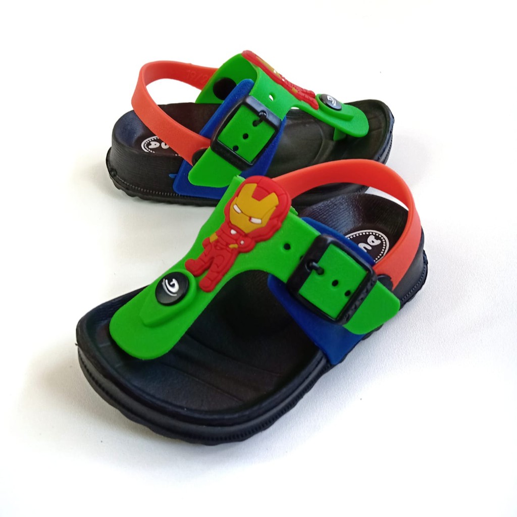 Sandal anak Ringan cowok dulux 213E motif Ironn man PKPKB-Hijau