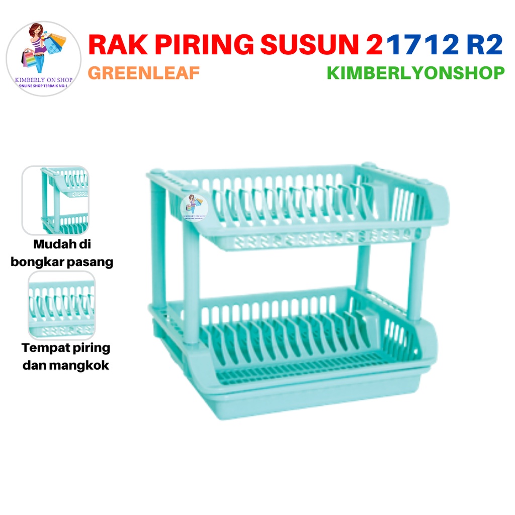 Rak Piring Emerald Dengan Nampan Susun 2 1712 R2 Green Leaf