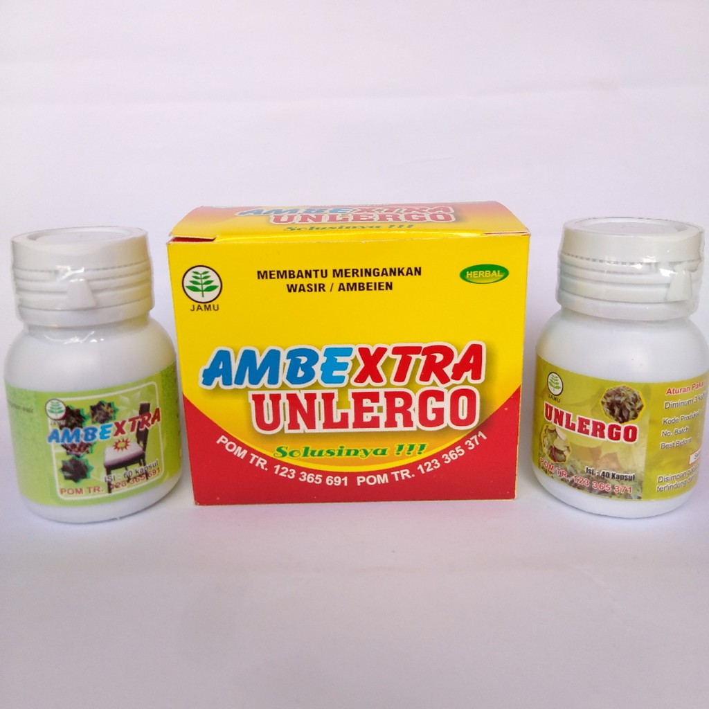 Kapsul Ambextra Unlergo Mengatasi Wasir / Ambeien Herbalindo Paket Isi 2 Botol