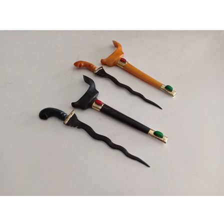 keris fiber permata bilah besi hitam ukuran kecil