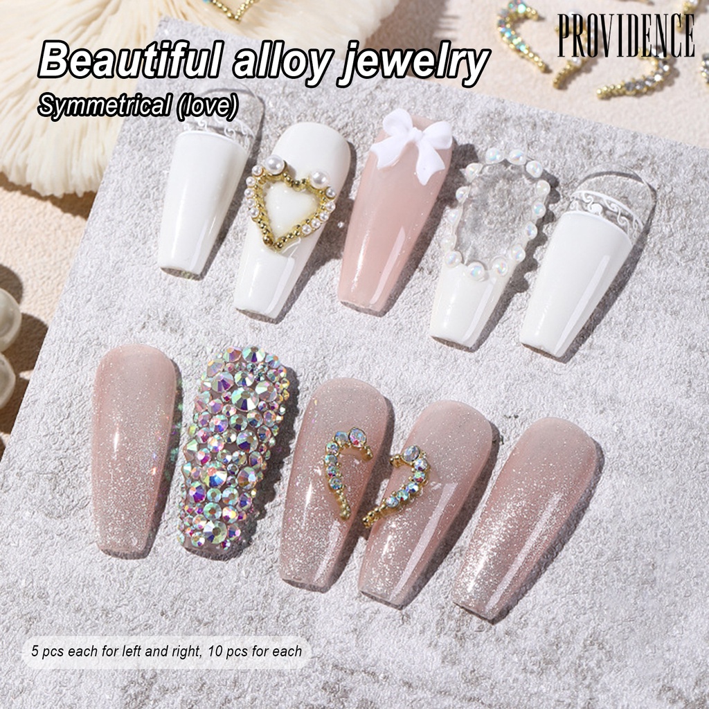 Providence 10Pcs Manicure Decoration DIY Easy to Apply Compact Nail Art Symmetrical Heart-shaped Alloy for Photography