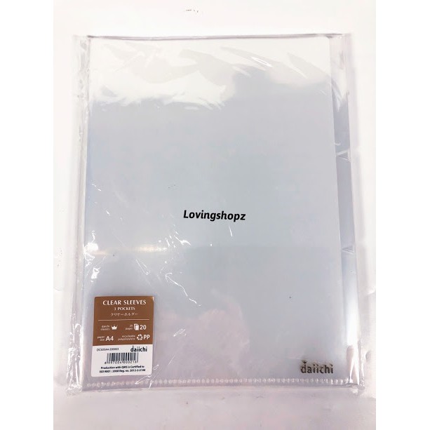 Map L ukuran A4 3 pocket, Map L A4 3 kantong, Map L A4 2 sekat, Clear Sleeves 3 Pocket