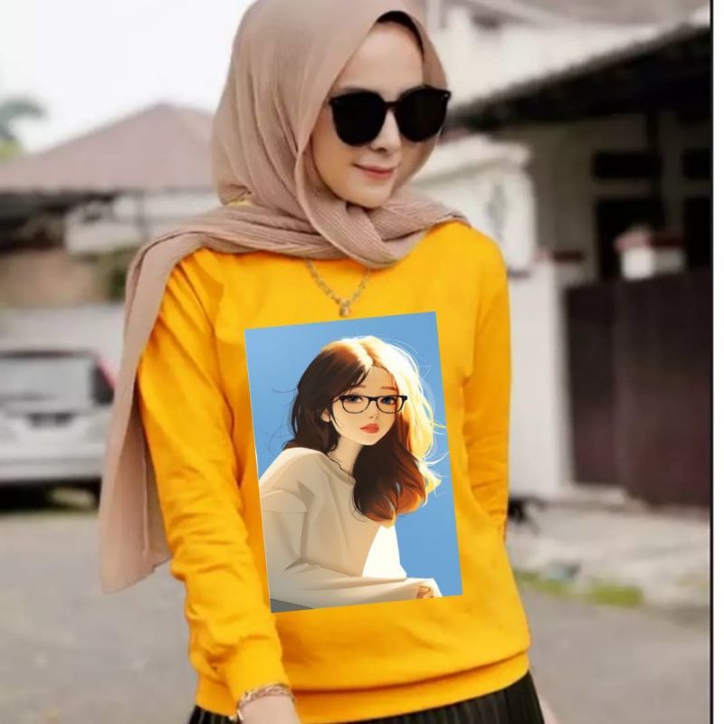 baju lengan panjang wanita unggulan CUTE GIRL kaos disteo keren