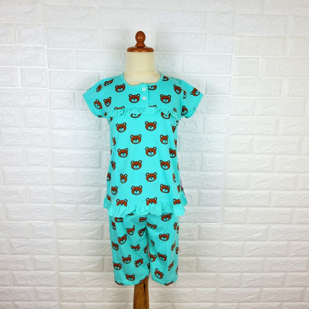Baju Tidur Anak Perempuan Setelan Anak Usia 2-8 Tahun Motif Bear