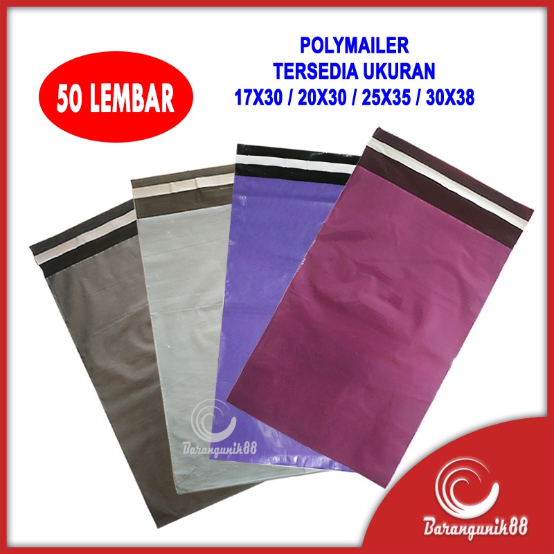 [50 lembar] Plastik Polymailer Packing Online Shop Polimailer Bungkus Paket Poli Mailer 17 20 25 30