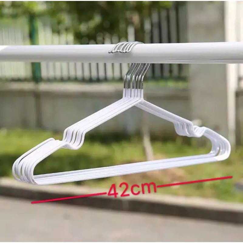 Hanger baju 12 pcs Hanger Pakaian Hanger Celana Stainless Steel lapisan Coating Anti Slip Kuat