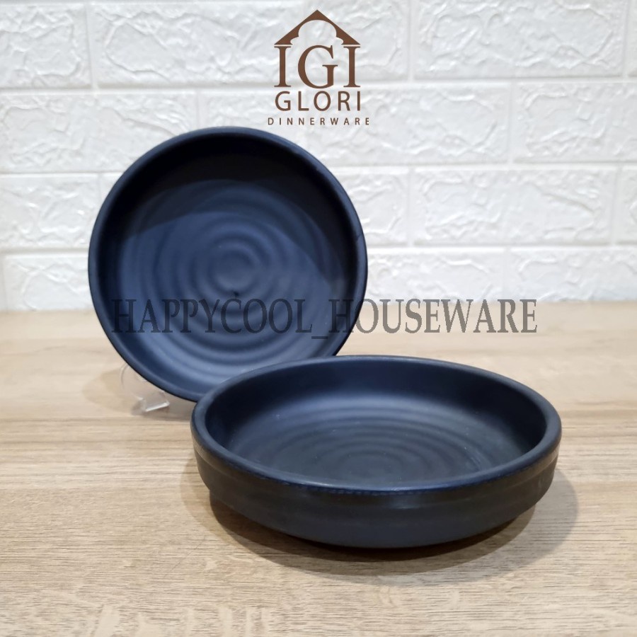 Glori Melamine Piring Dessert 6 inch Korean Jepang Banchan Kimchi Cake Plate G5306 - Hitam Melamin