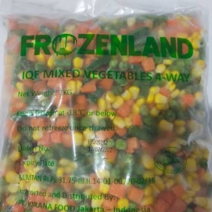 

Sayuran Campur (mix vagetable) Frozenland 1kg