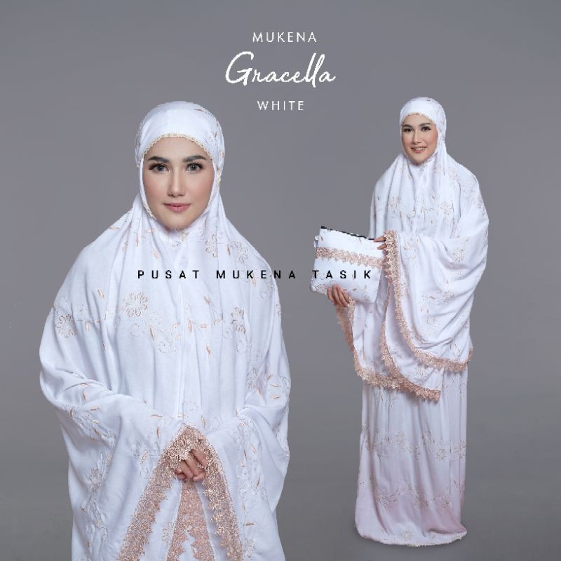 PUSAT GROSIR BELI MUKENA DEWASA KATUN RAYON BORDIR MANUAL GRACELLA | COD TERATAI SABRINA TERMURAH