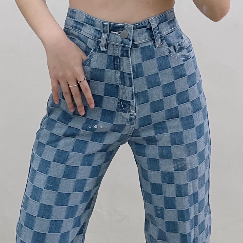 CLOTHIER - Kira Jeans | Unisex Plaid Checkered Jeans