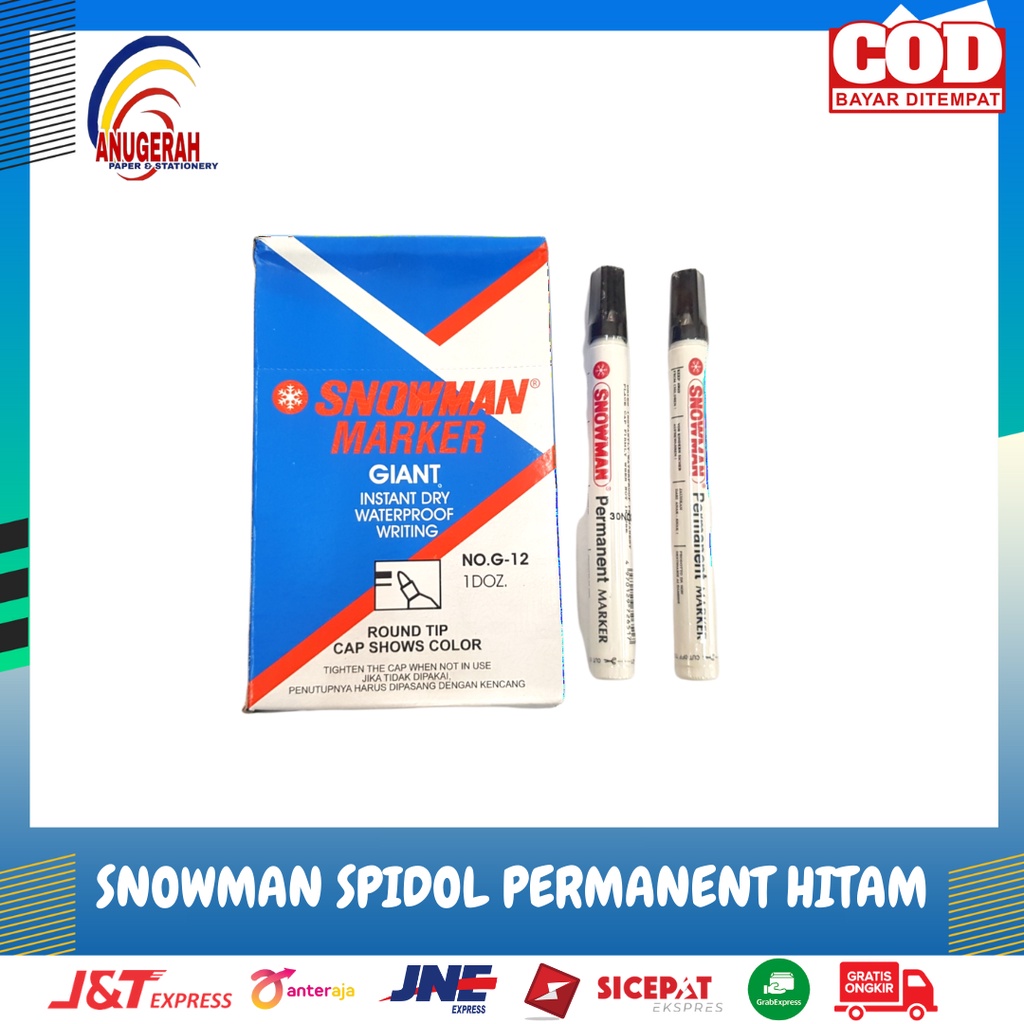 

SPIDOL PERMANENT HITAM / SNOWMAN PERMANENT ( Tidak Bisa Dihapus ) (PCS)