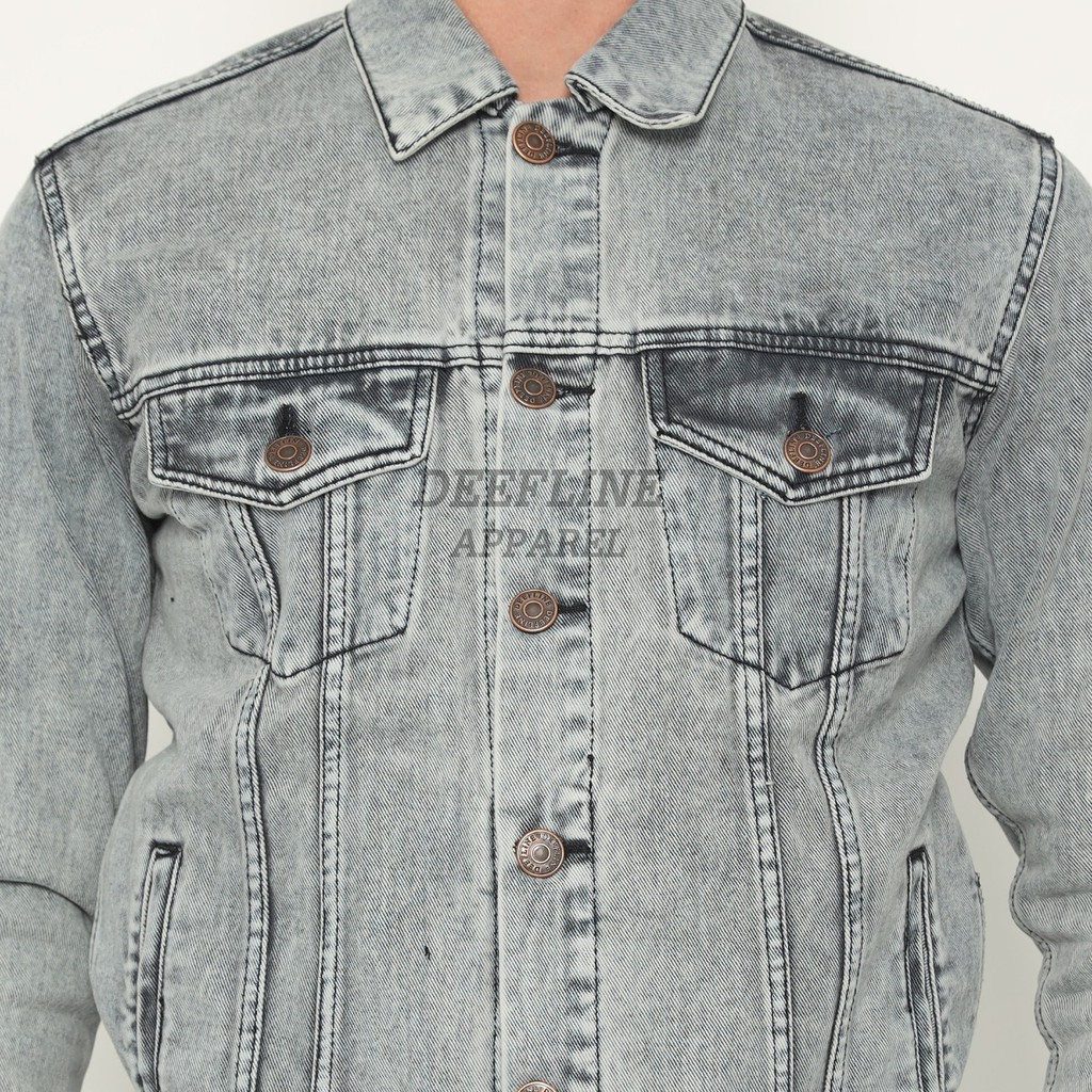 Jaket Jeans Pria - Jaket Denim Pria - Jaket Terbaru - Jaket Snow Abu - Jaket Deefline Apparel
