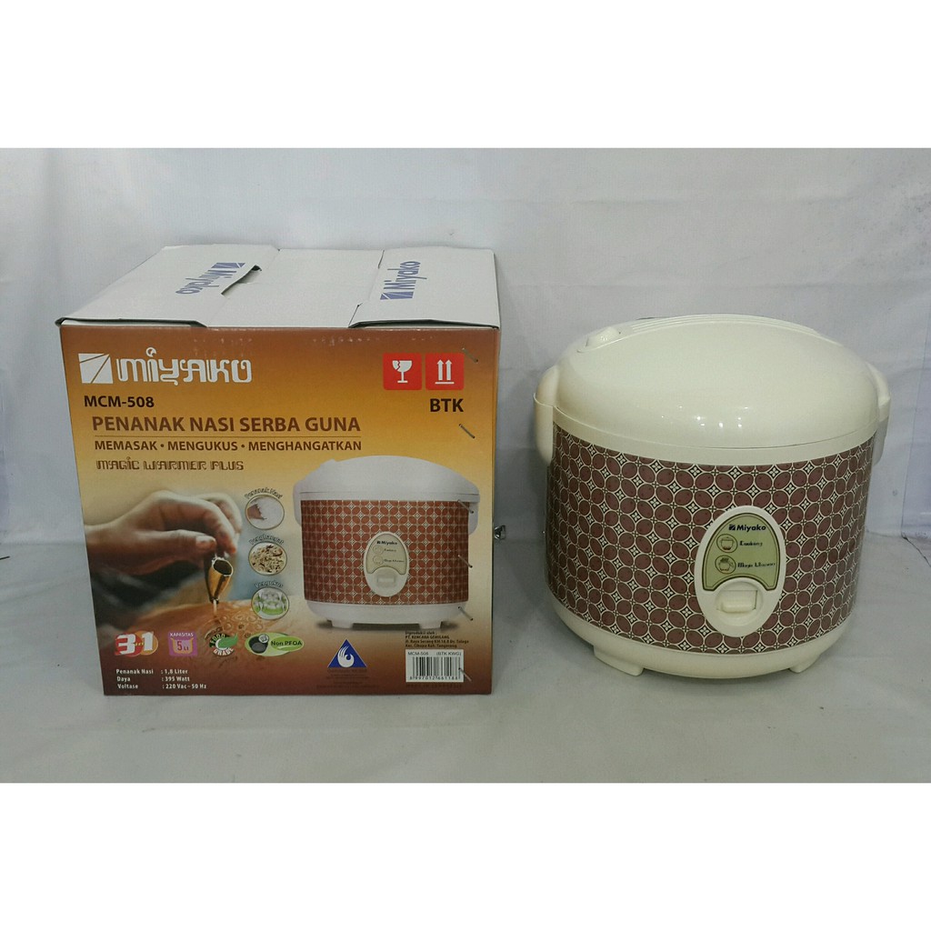 Magic Com 1.8 Liter 3in1 Miyako MCM 508 Rice Cooker Penanak Nasi MCM508 KWG Seri Batik Original