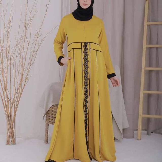 Abaya Mustard Lace
