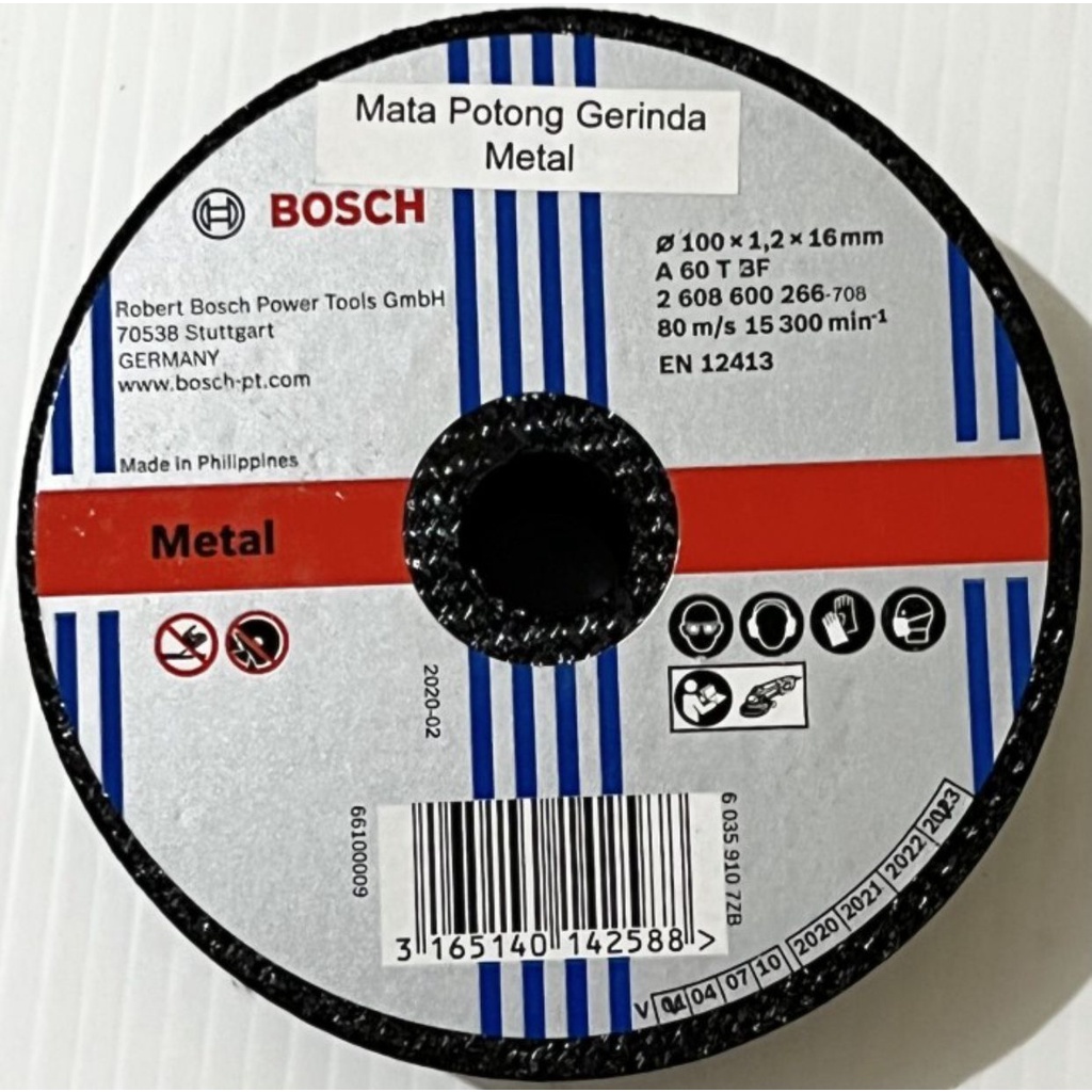 Mata Gerinda Batu Potong Metal 1.2mm x 4&quot; Bosch Ori A60TBF 100x1.2x6mm