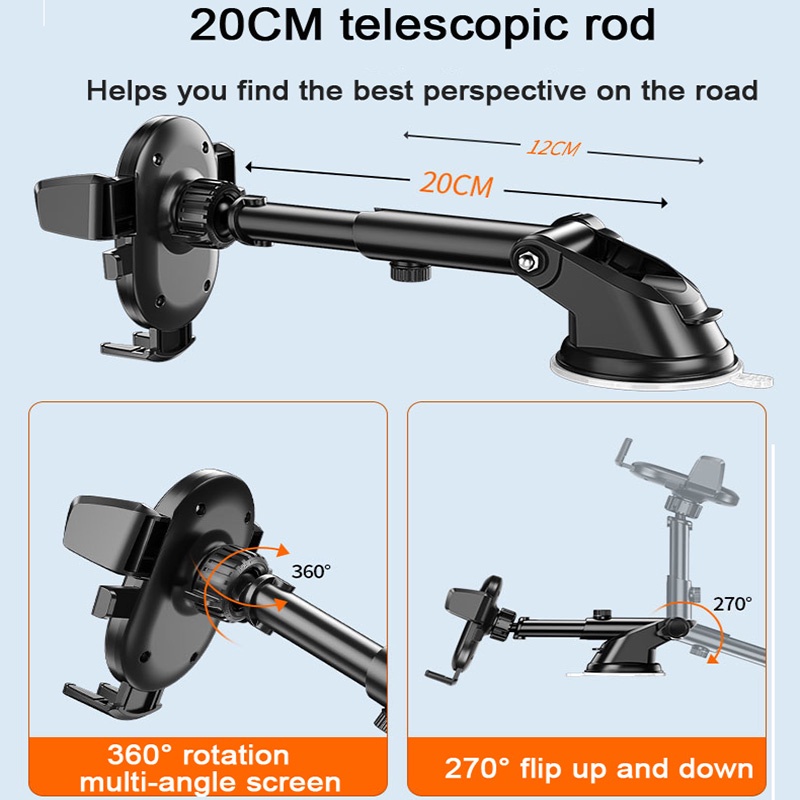 360 ° Stand Holder Hp / GPS Bisa Berputar Dengan Kop Tempel Untuk Mobil