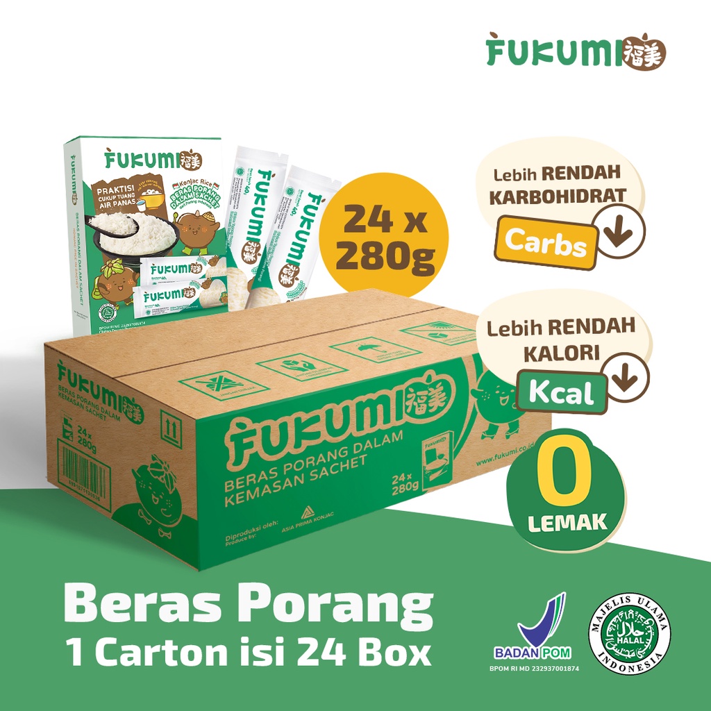 FUKUMI BERAS PORANG 1 CARTON ISI 24 BOX SACHET - Fukumi Shirataki Beras Konjac Rice Diet