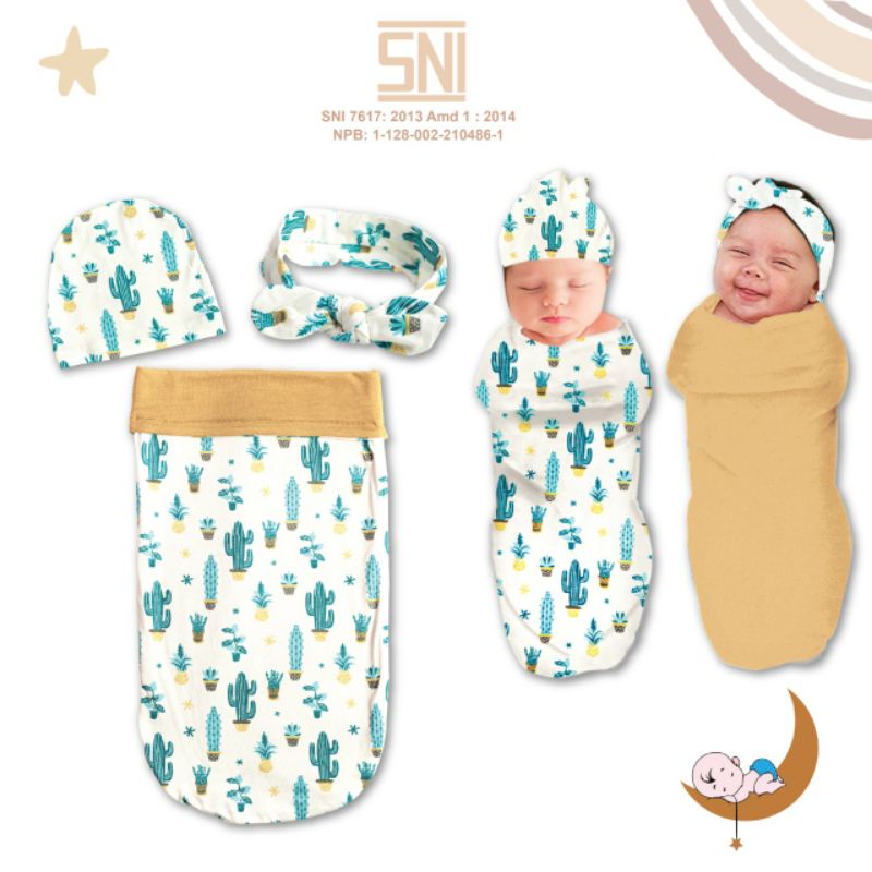 SNI Bedong Instan Cocoon Bolak Balik Motif Dita Moons care || Bedong Bayi Bolak Balik Instan Dita