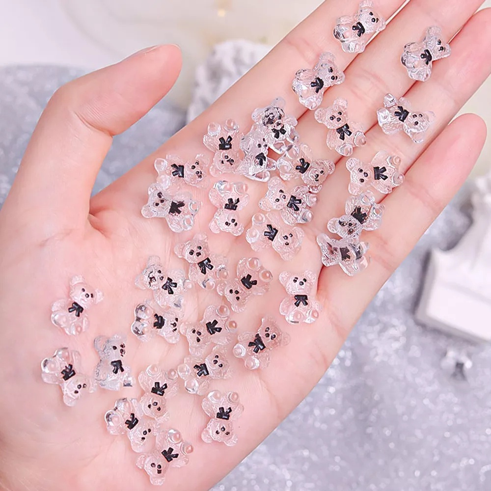 5pcs / Set Ornamen Beruang 3D Bahan Resin Untuk Dekorasi Nail Art / Manicure DIY