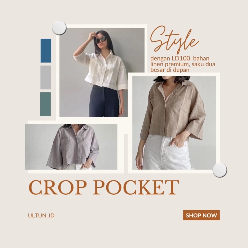 Davi Kemeja Crop -Linen - Kemeja Crop Wanita - Kemeja Oversize Wanita -Lengan Panjang - Atasan Wanita- Kemeja Wanita