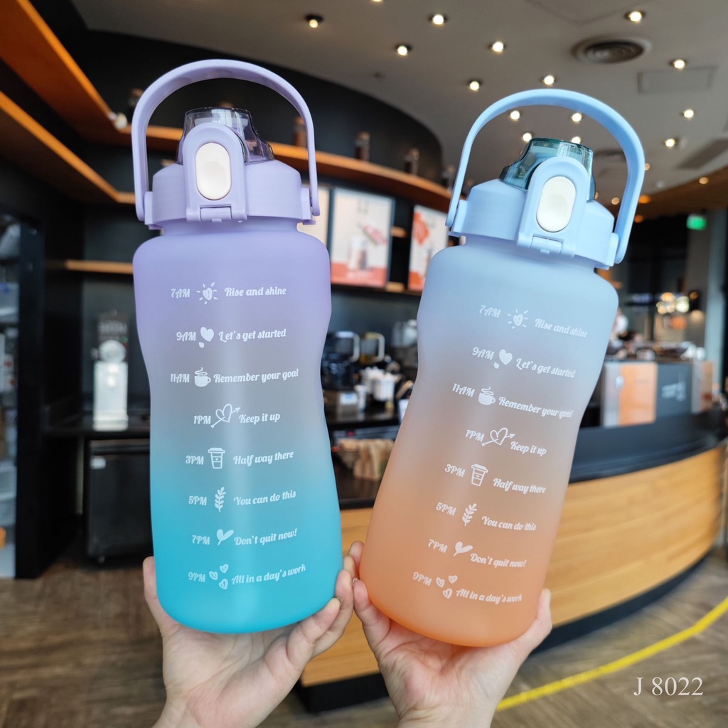 BOTOL MINUM GRADASI  RAINBOW REMINDER BOTTLE J 8022