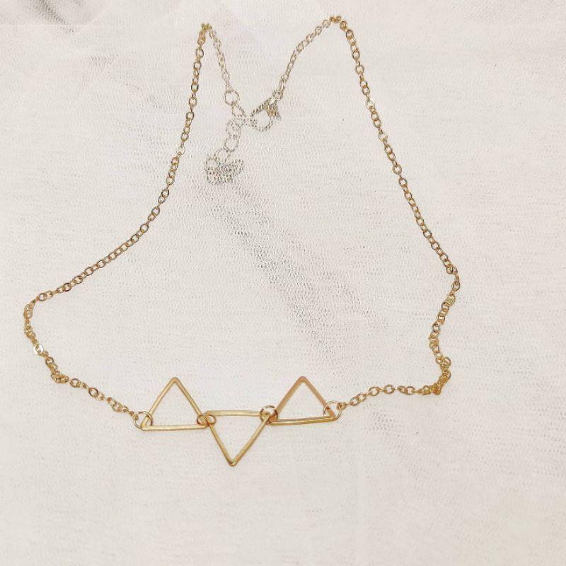 kalung wanita | Triple Triangle Necklace chain I Korea | aksesoris