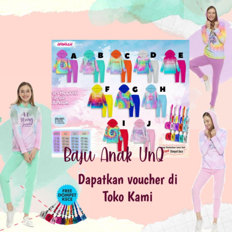 JOVANKA SET HOODIE TIE DYE SETELAN ANAK REMAJA TANGGUNG PEREMPUAN BAJU ATASAN BAWAHAN  CELANA MURAH