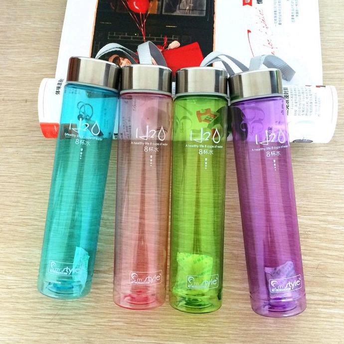 Promo Bulan Ini Botol Air Minum H2O / H2O Transparan / Botol Air / My Bottle - Putih Trendi