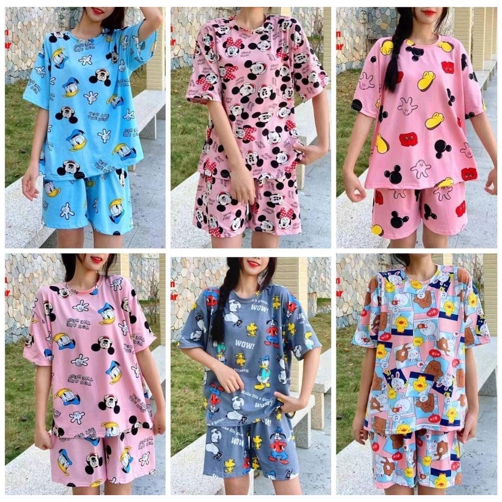 baju tidur Piyama Kaos Celana Pendek Import