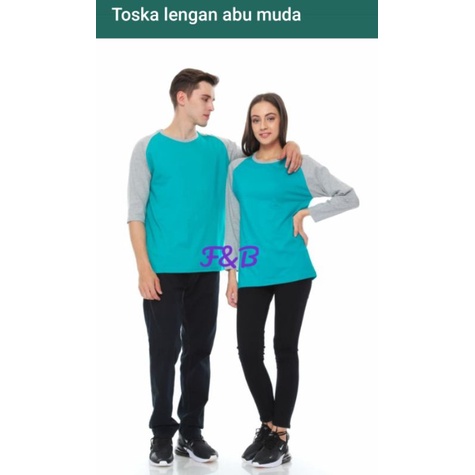 Raglan polos New Cotton Combed 20s Premium,Oblong Pria dan wanita Kekinian ,TOSCA-ABU MISTY