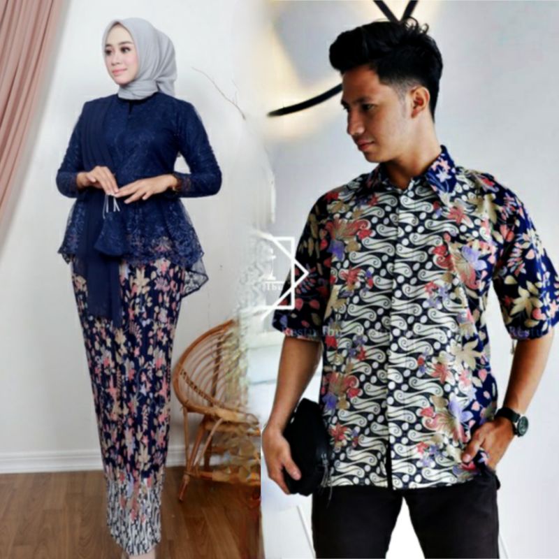 COUPLE KEBAYA MODERN COUPLE KEMEJA BATIK LENGAN PANJANG DAN LENGAN PENDEK