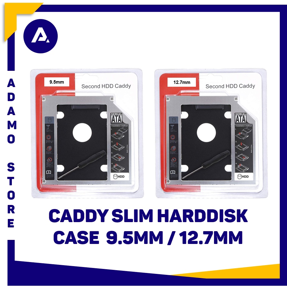 Casing Hardisk Caddy Slim 9.5mm / 12.7mm Sata DVD Slot 2.5&quot; HDD SSD