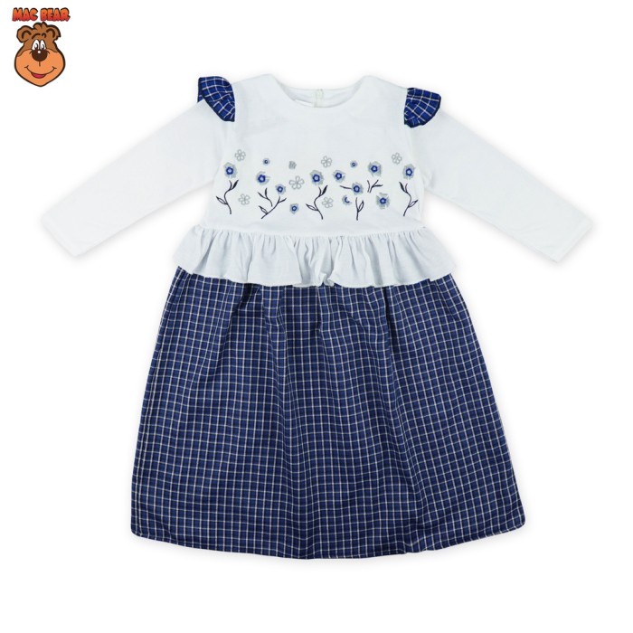 (PROMO) MacBee Baju Anak Perempuan Gamis Anak Muslim Collection Fitri - Navy, Size 10