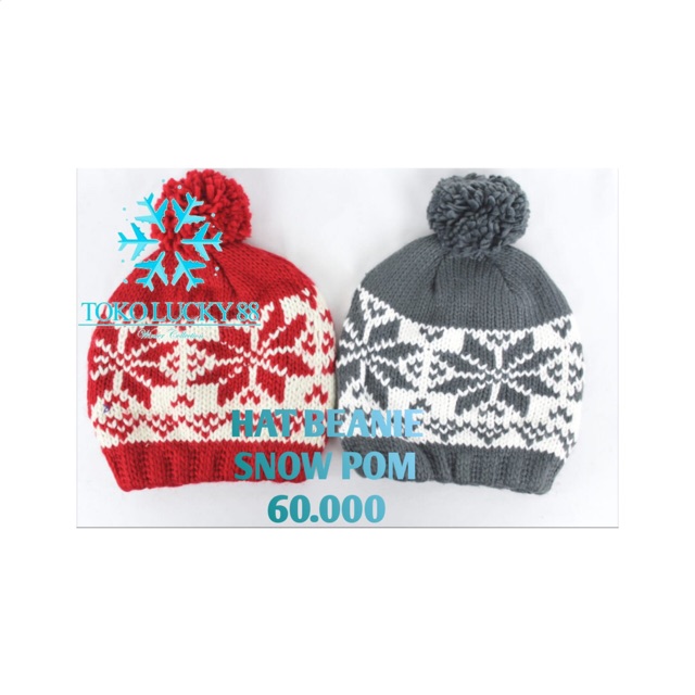 Topi Kupluk Rajut Wool Hat Beanie Snow Pom Pom