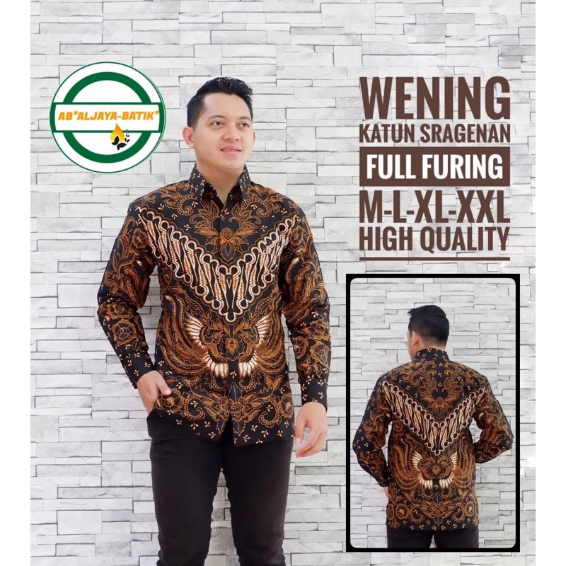 BATIK PRIA WENING KATUN HALUS SRAGENAN SIZE S-XXL ASLI SOLO HIGH QUALITY