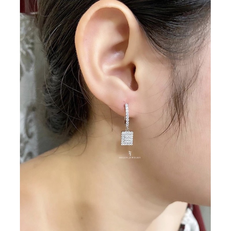 Anting Jepit Gantung S925/ PERAK ASLI 925 LAPIS EMAS PUTIH