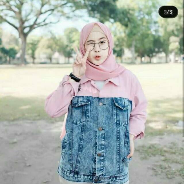 Jaket jeans oversize 2 warna / jaket denim