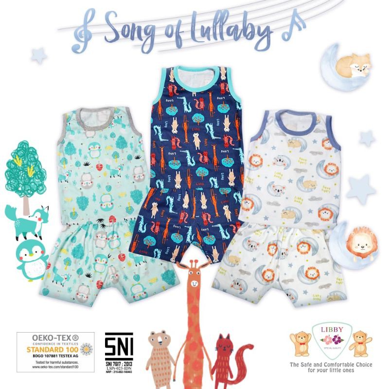 LB020 Libby Setelan Baju Bayi Oblong Kaos Singlet Kutung Kensi Size S M L Travel Universe-Stelan Play