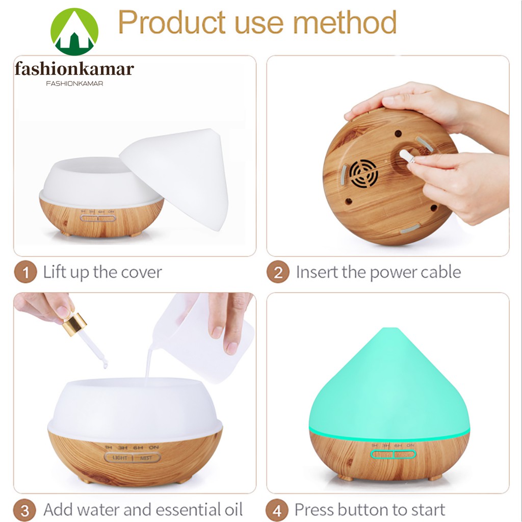 Humidifier Air 400ML Aromaterapi Difuser Model Pecah Dengan Remote (TIDAK FREE OIL)-6