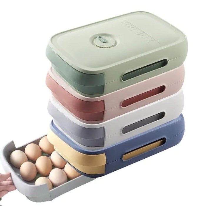 Kotak Telur Dengan Laci Tempat Penyimpanan Telur Laci /Rak Telur Laci Minimalis 20Sekat Egg Storage