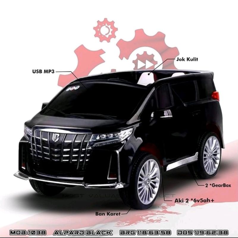 MOBIL AKI ANAK  TOYOTA ALPHARD  MOB 1038 AKI 12VOLT KULIT BAN KARET~MAINAN MOBILOK AKI