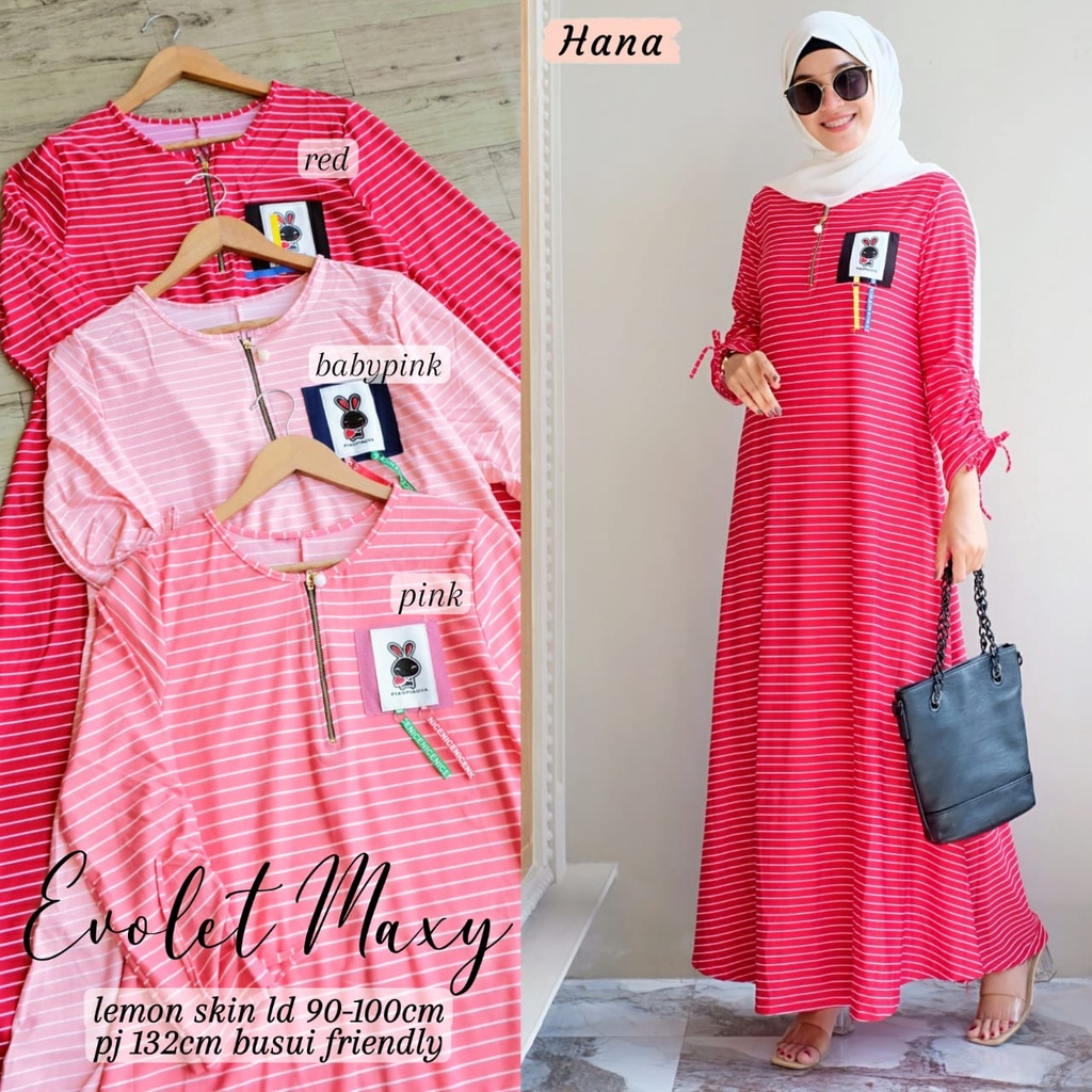 EVOLET MAXY DRESS GAMIS STRIPE KAOS GAMIS ORI HANA