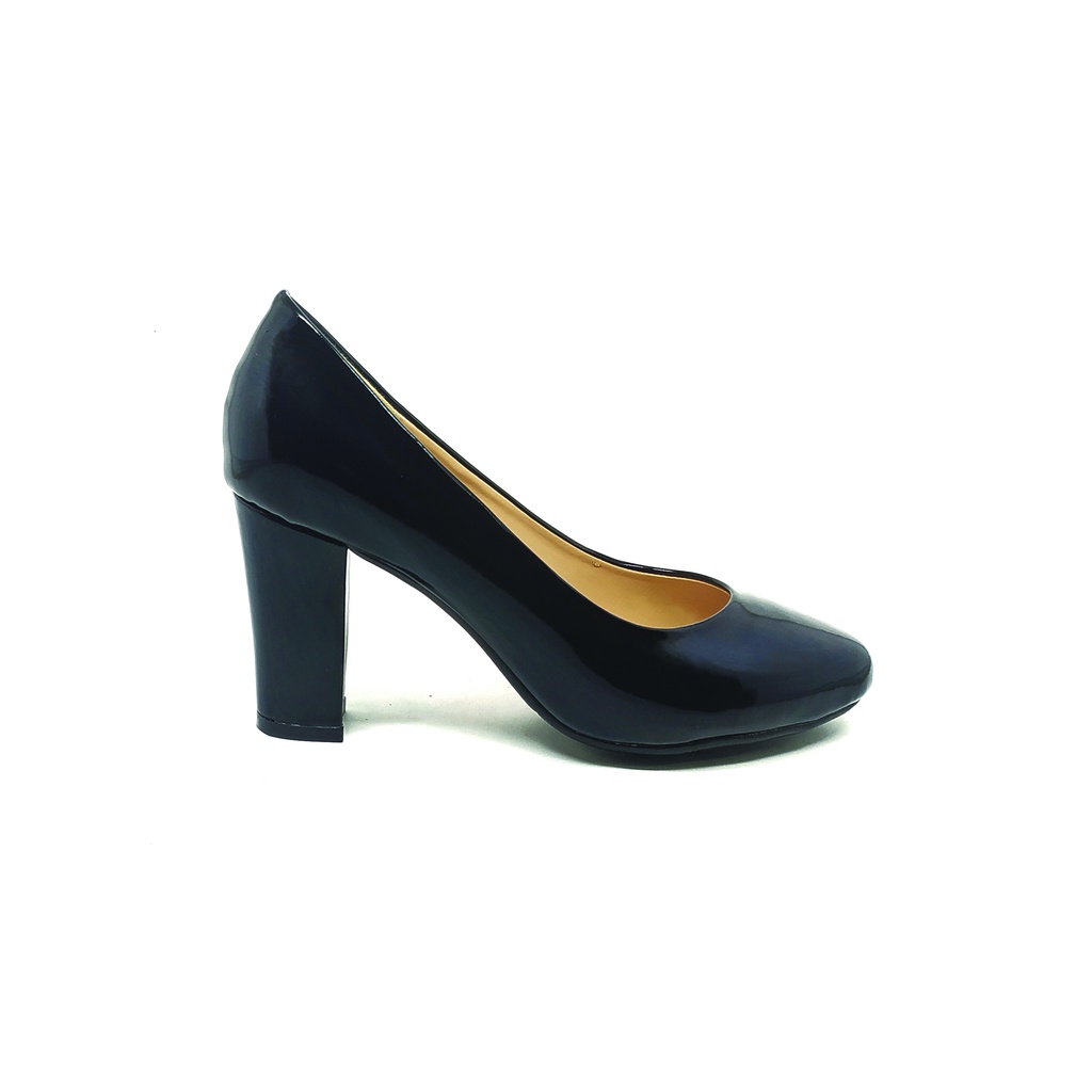 Workswell Sepatu Kerja Wanita High Heels 8cm Kode 584 Hitam Glosy